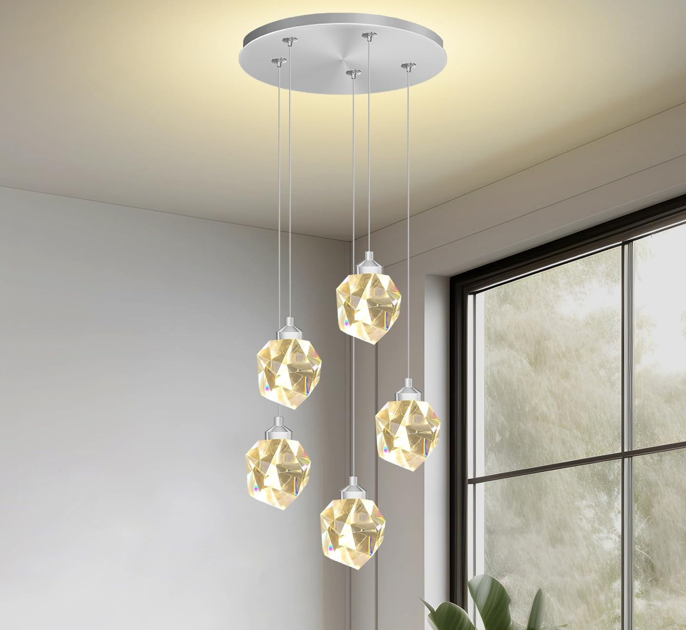 Gold 5-Light Raindrop Pendant Chandelier