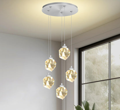 Gold 5-Light Raindrop Pendant Chandelier
