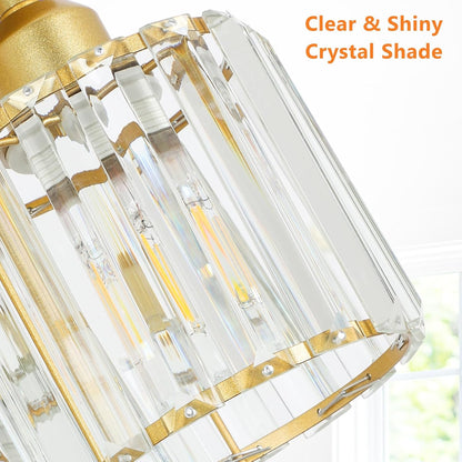 3-Light Modern Crystal Semi Flush Mount Ceiling Light – Gold Finish