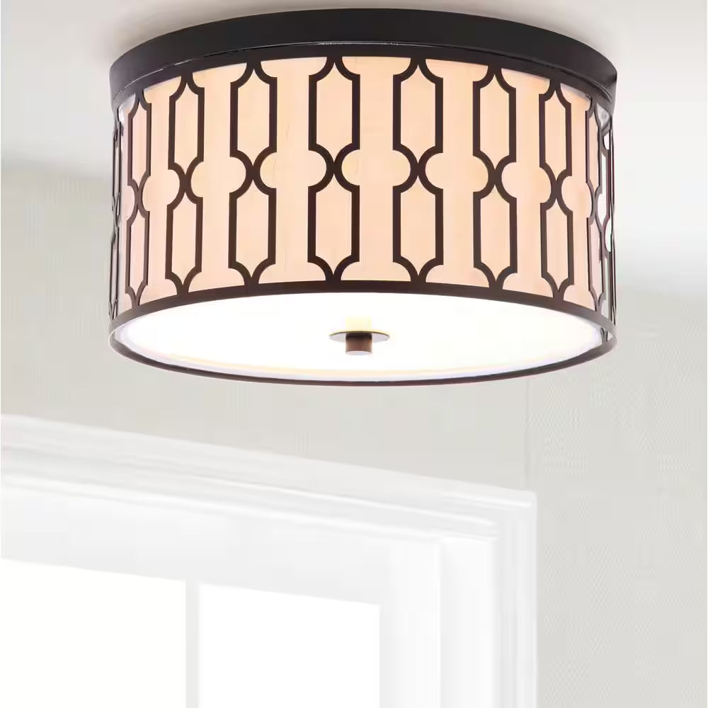 Link 3-Light Oil Rubbed Bronze 16.75 In. Metal Flush Mount
