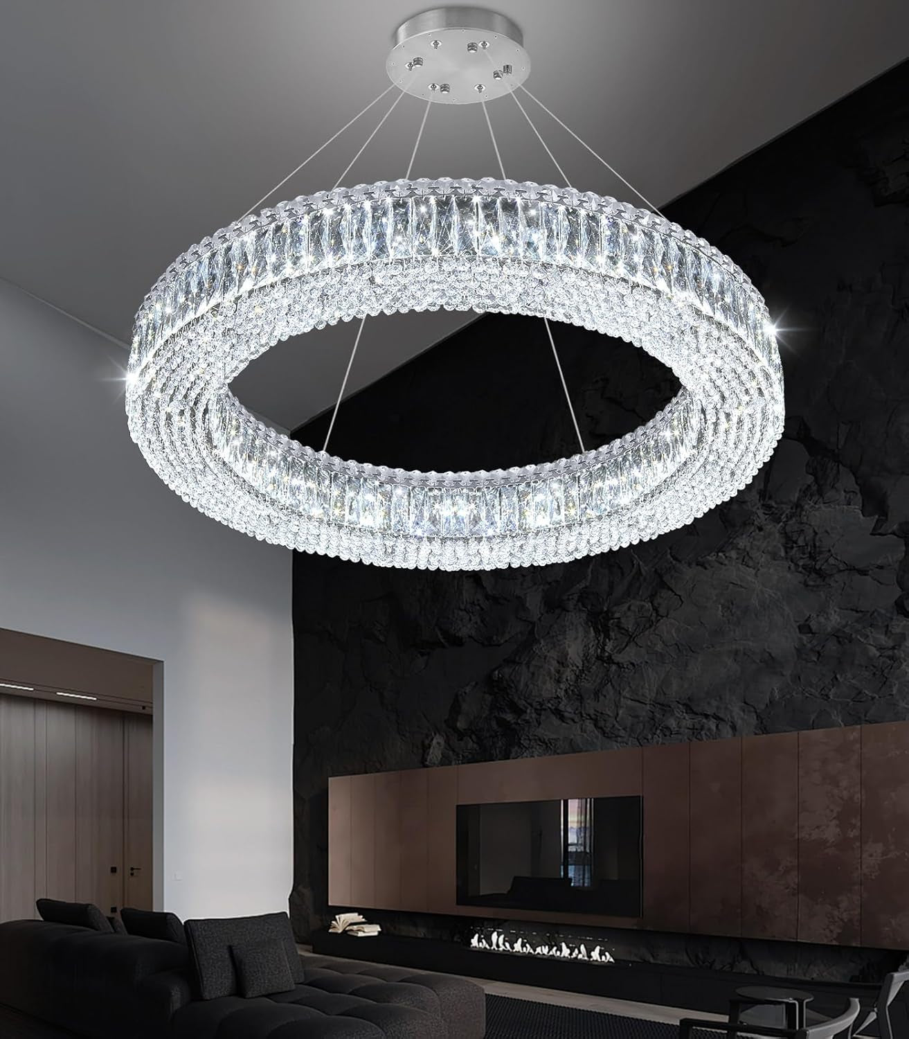 Modern Gold Crystal Ring LED Chandelier