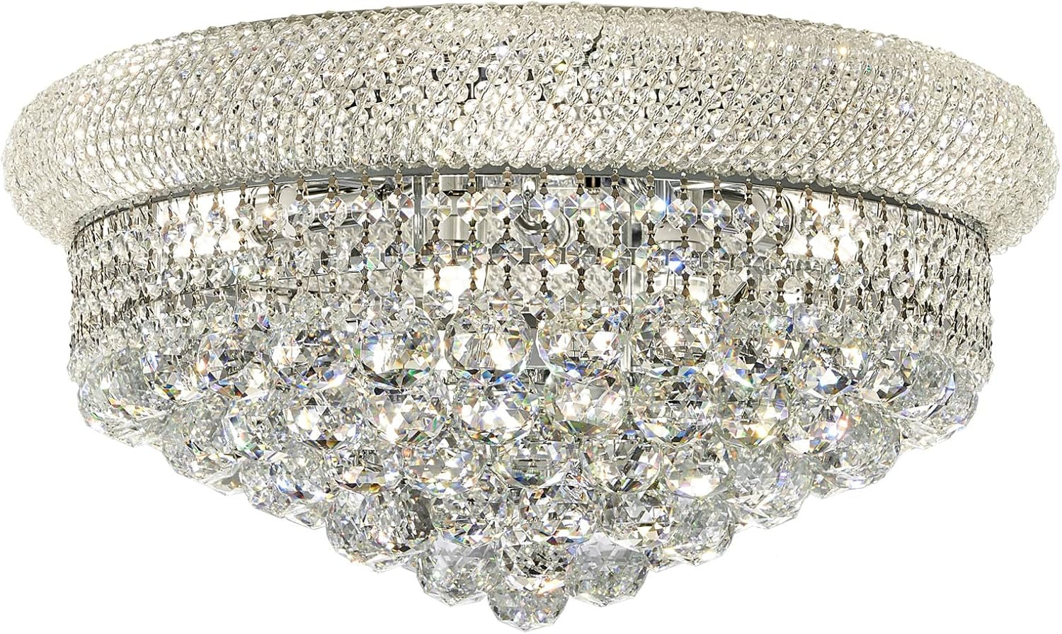 12-Light Crystal Flush Mount Chandelier Ceiling Light Fixture for Living Room Dining Room Bedroom Foyer Entryway Hallway Closet Bathroom (Gold D24)