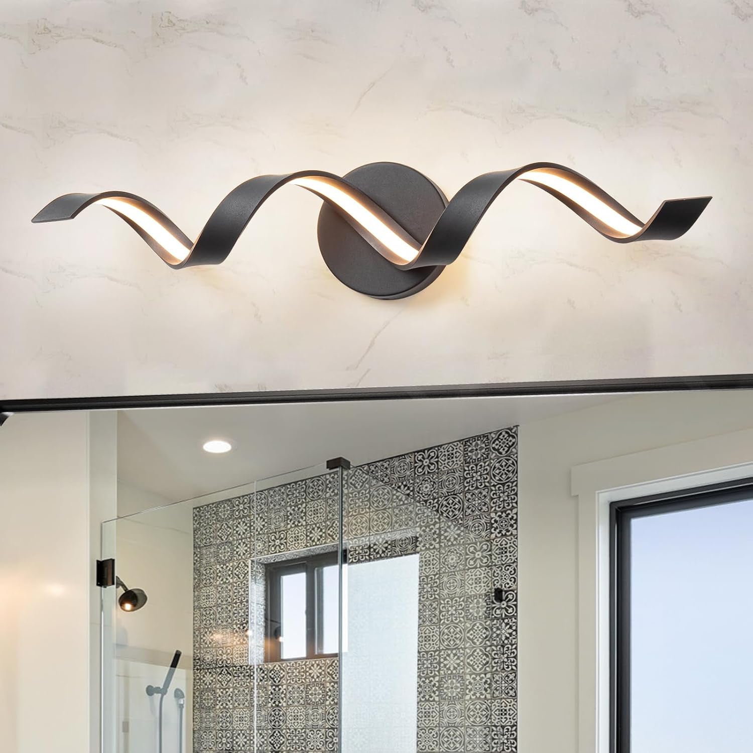 32” Dimmable Modern LED Spiral Bathroom Vanity Light