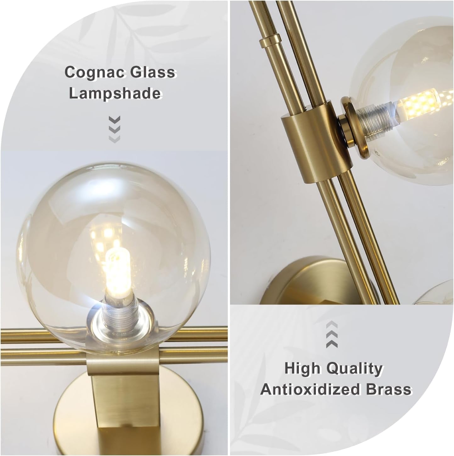 3-Light Amber Globe Wall Sconce Fixture
