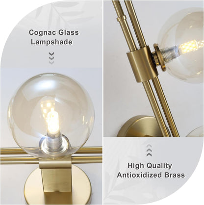 3-Light Amber Globe Wall Sconce Fixture