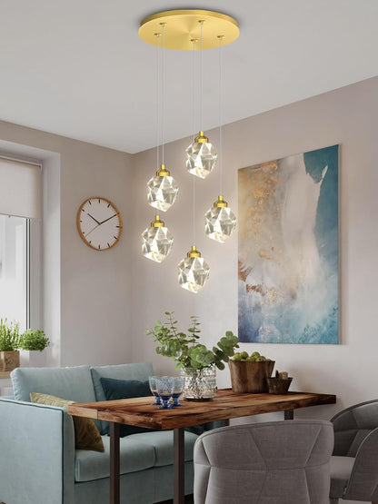 Gold 5-Light Raindrop Pendant Chandelier