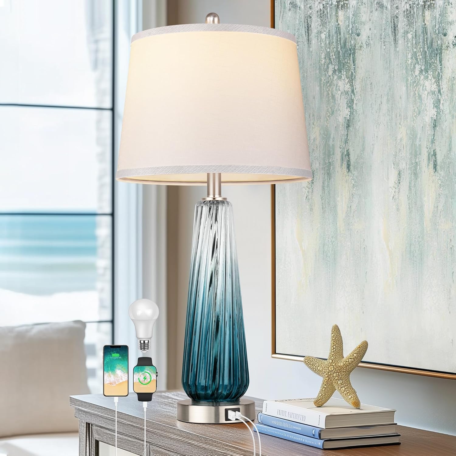 Modern Glass Touch Table Lamps Set of 2