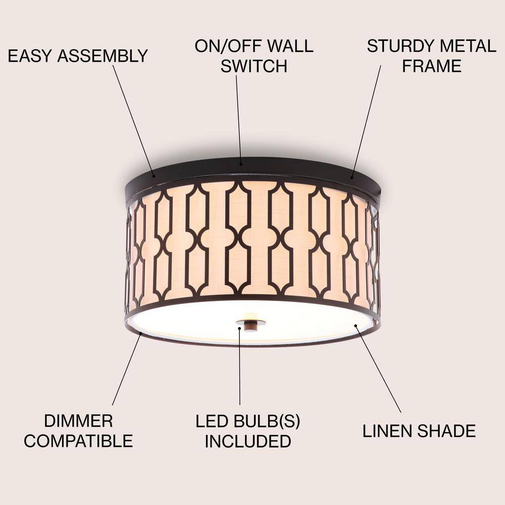 Link 3-Light Oil Rubbed Bronze 16.75 In. Metal Flush Mount