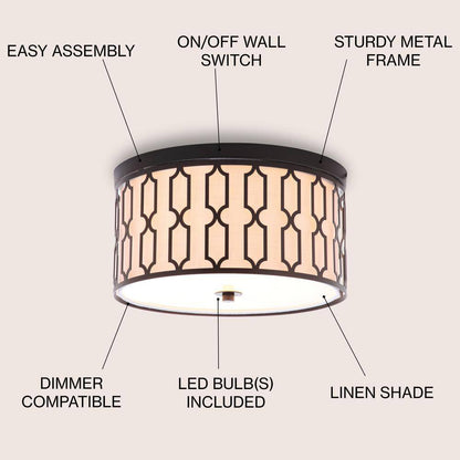 Link 3-Light Oil Rubbed Bronze 16.75 In. Metal Flush Mount