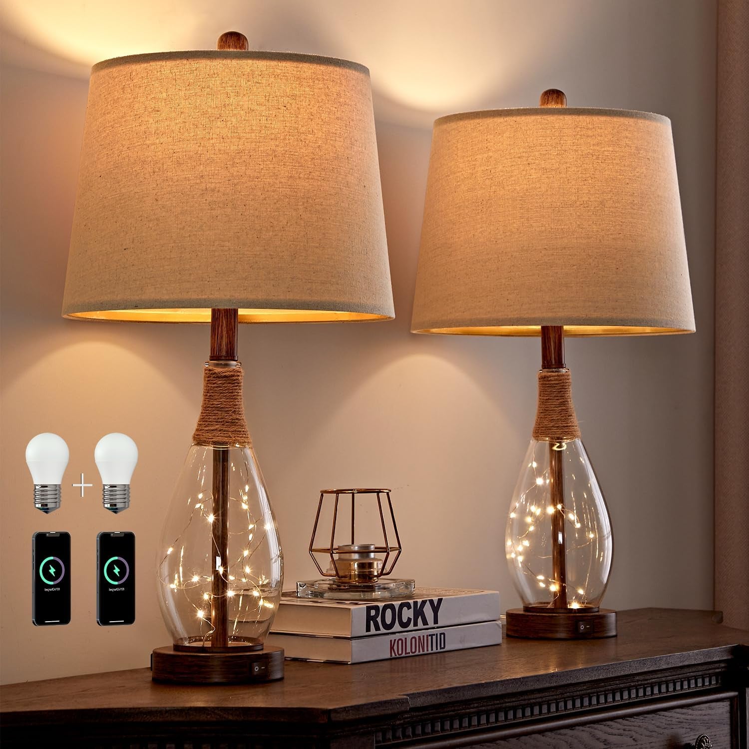 23" USB Table Lamp Set of 2 – Modern Farmhouse