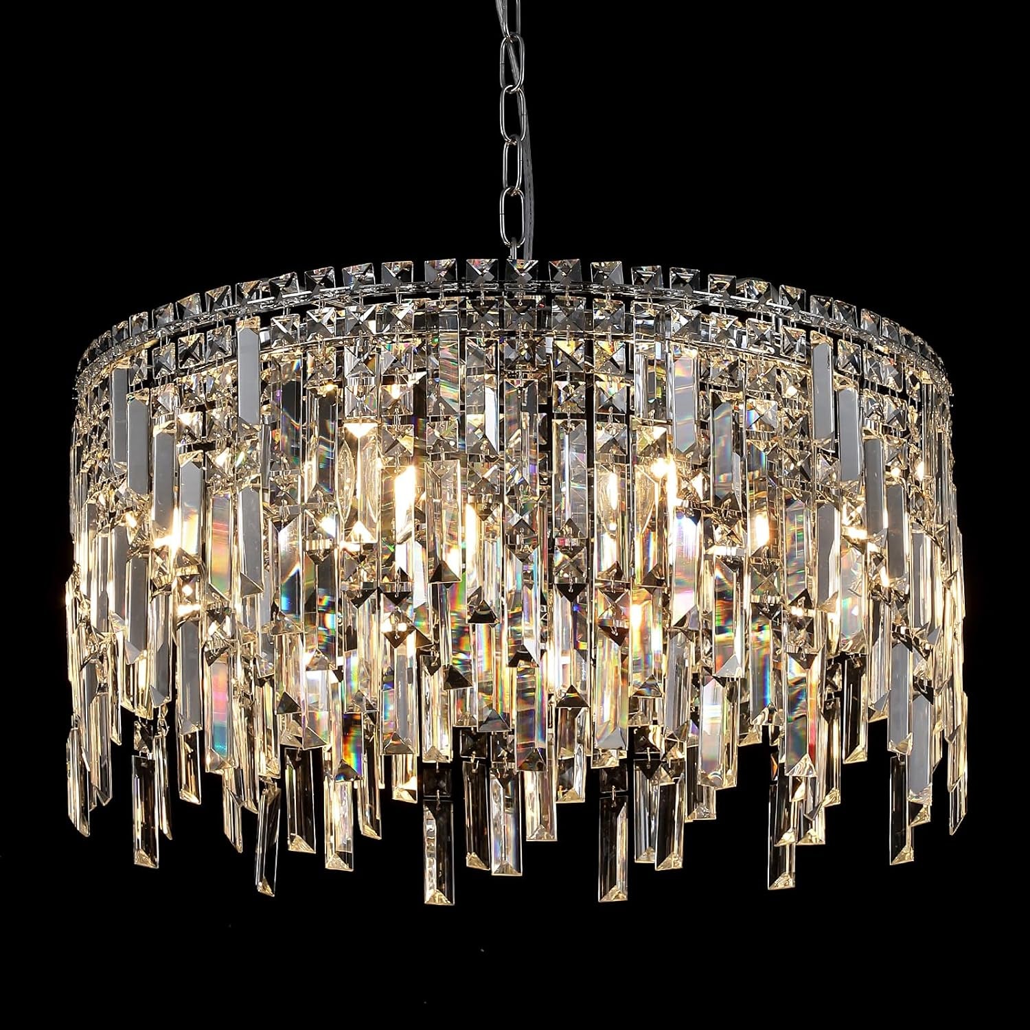 Round Crystal Chandelier 24" 8-Light Chrome
