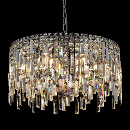 Round Crystal Chandelier 24" 8-Light Chrome
