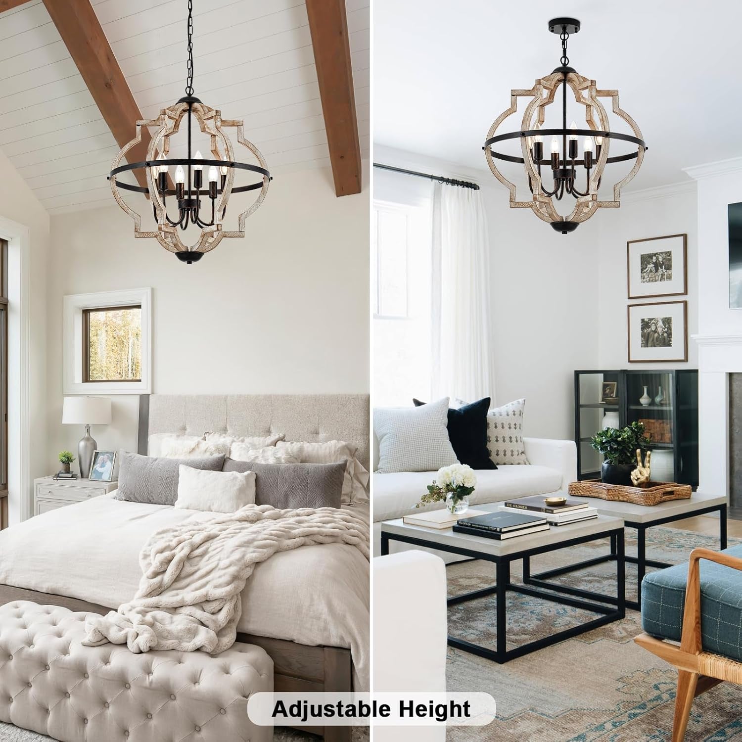 Rustic Farmhouse Globe Wood Chandelier