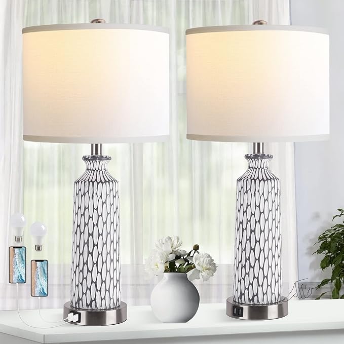 Set of 2 Tall Dim Touch Table Lamp