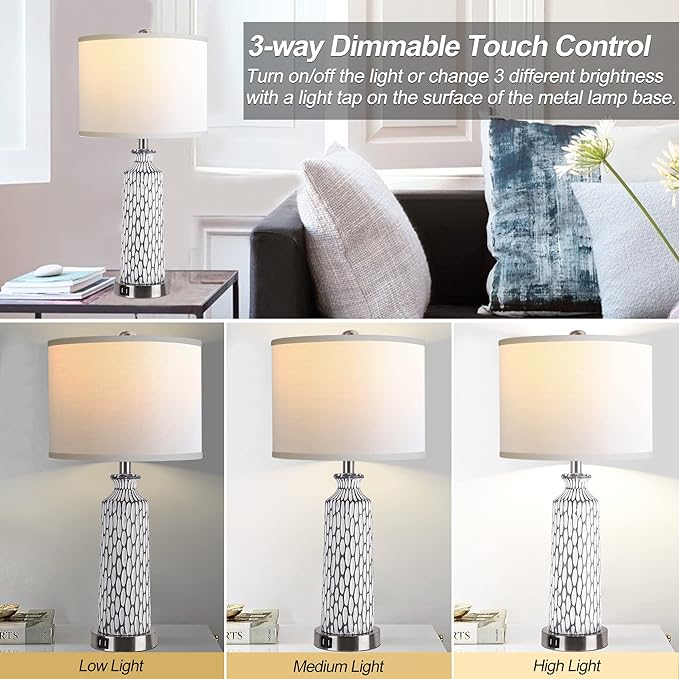 Set of 2 Tall Dim Touch Table Lamp