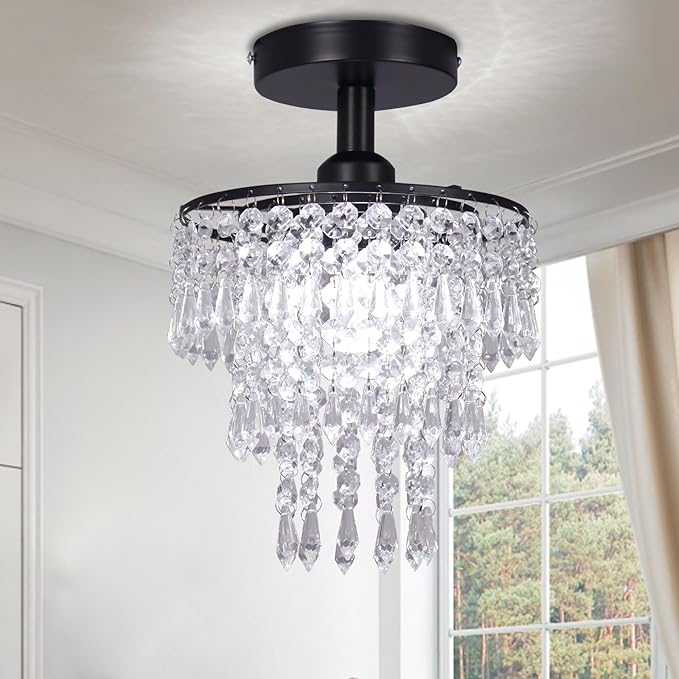 Mini Gold Crystal Flush Mount – 3-Tier