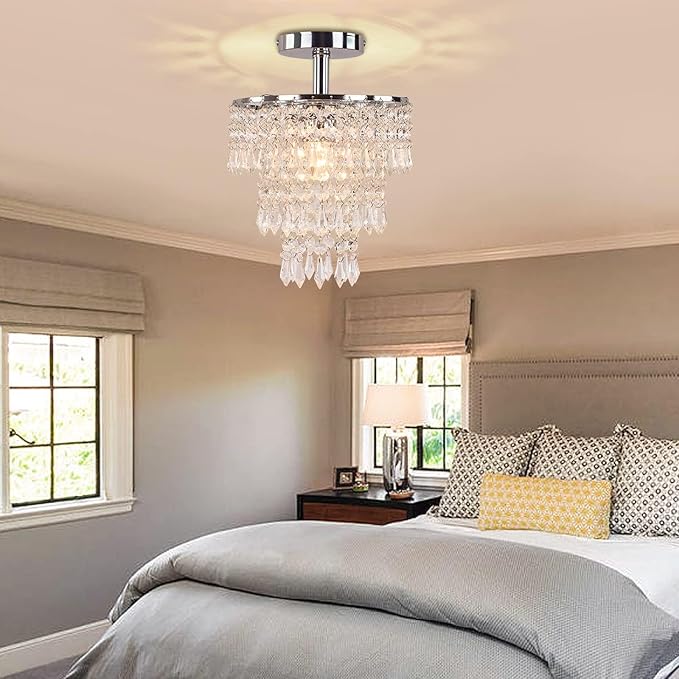 Mini Gold Crystal Flush Mount – 3-Tier