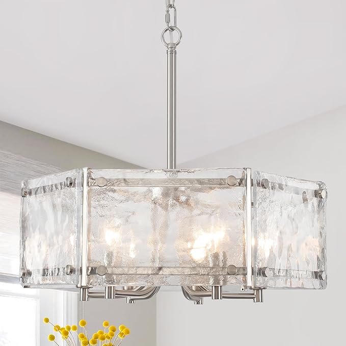 Brushed Glass Style 6 Light Ceiling Drum 
