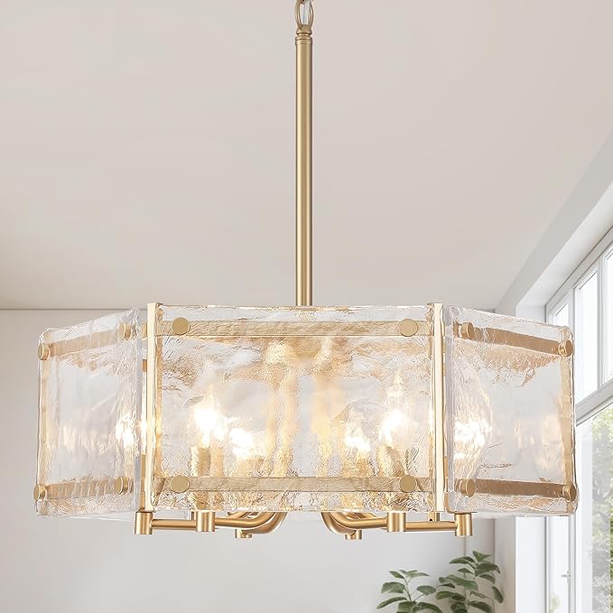 Brushed Glass Style 6 Light Ceiling Drum 