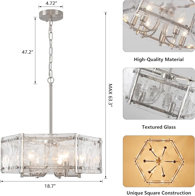 Brushed Glass Style 6 Light Ceiling Drum 