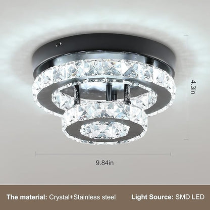 Crystal LED Flush Mount Double Ring style