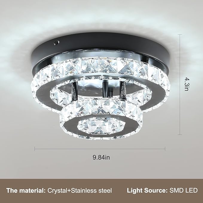 Crystal LED Flush Mount Double Ring style