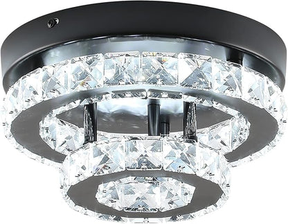 Crystal LED Flush Mount Double Ring style