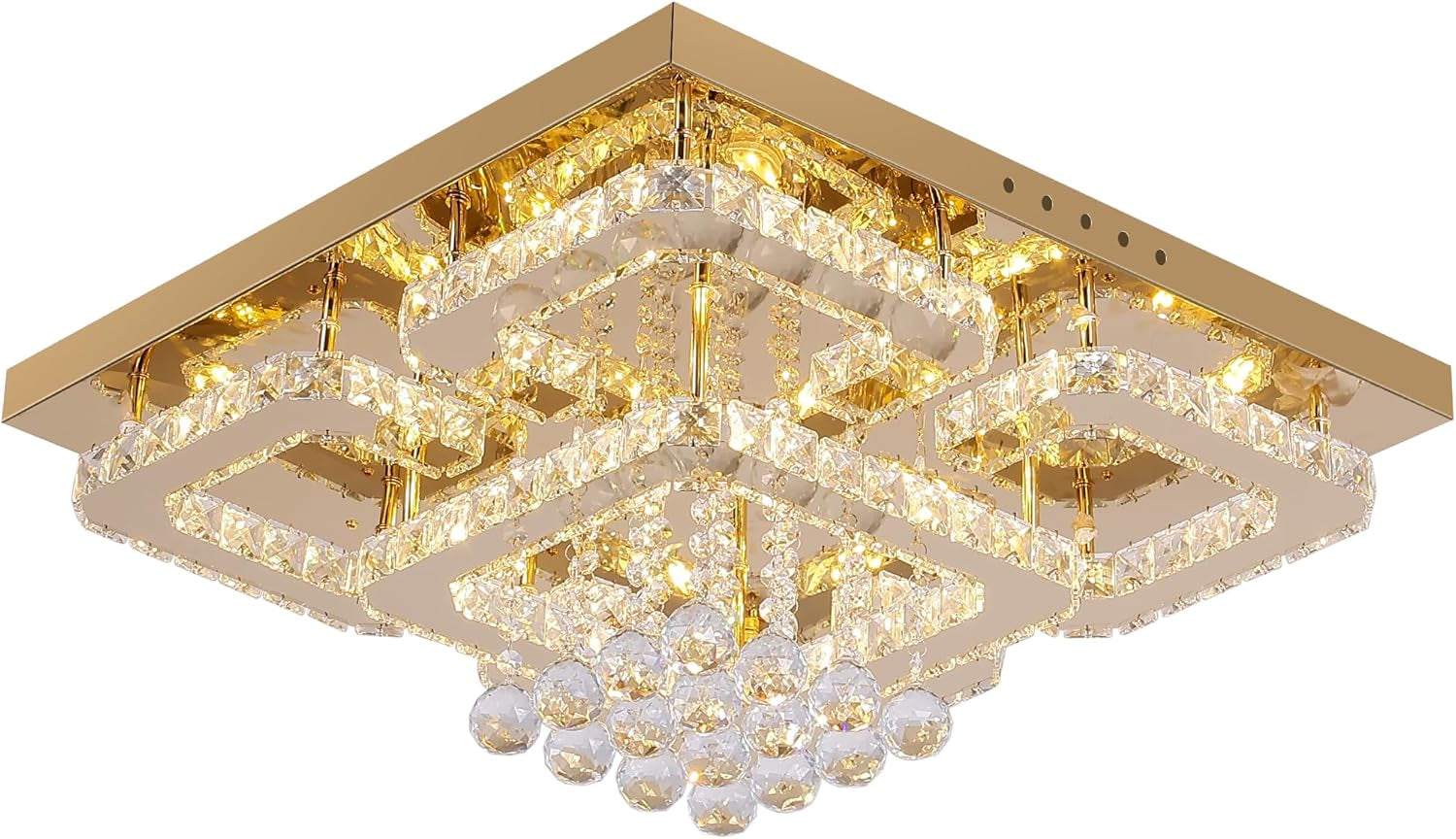 Gold 32" Rectangular Crystal LED Chandelier