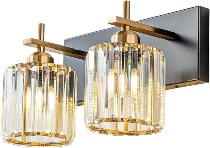 Gold Modern 3-Light Crystal Bathroom Vanity Light