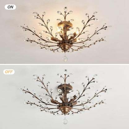 5-Light Bronze Vintage Crystal Chandelier