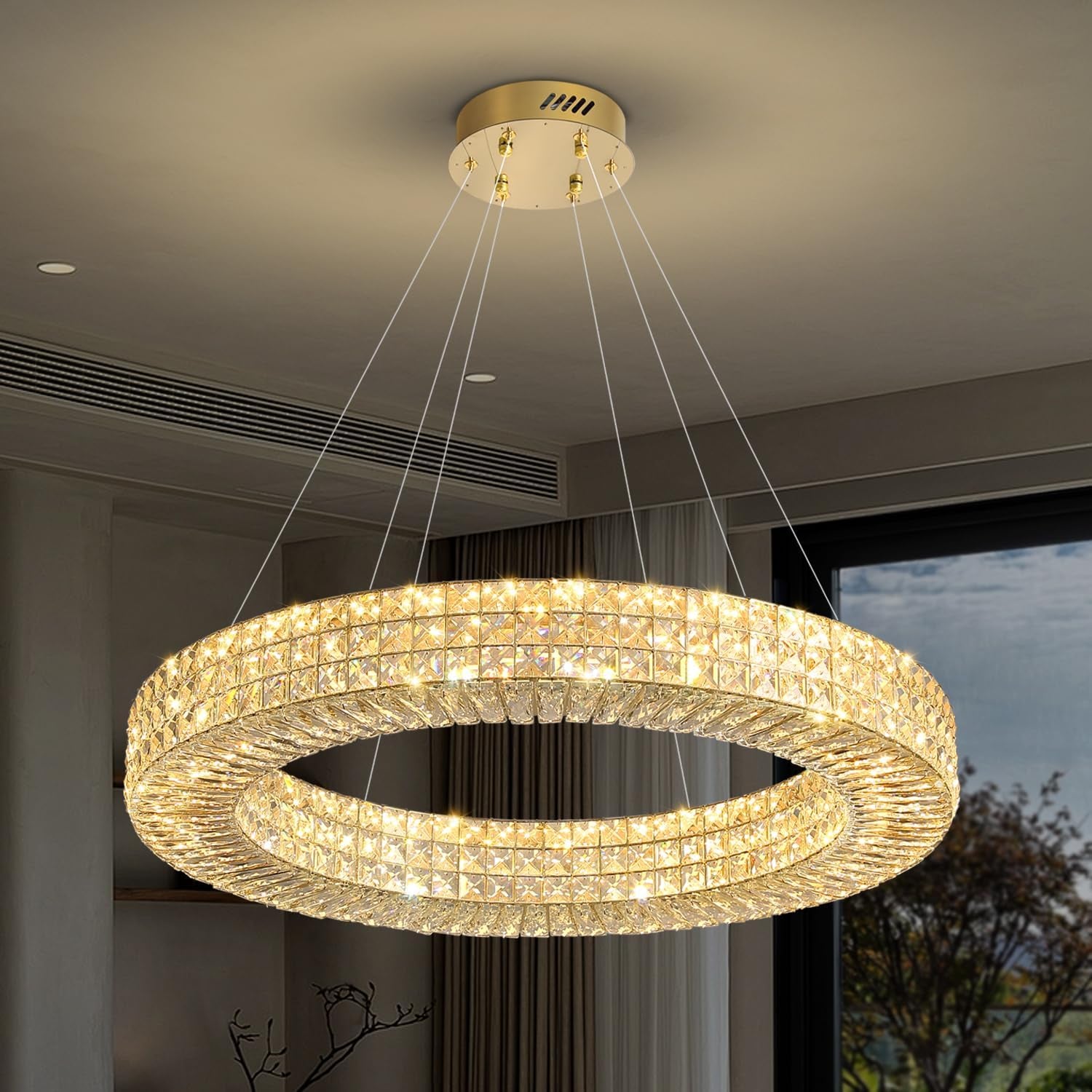 40” Modern Crystal Ring Chandelier