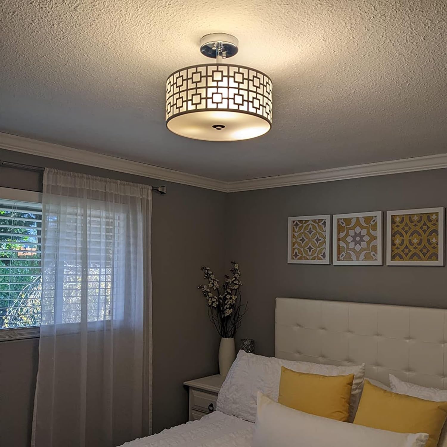 DLLT 3-Light Flush Mount Ceiling Light – Brushed Nickel Finish