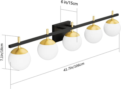 5-Light Mid-Century Vanity Light – Black/Gold