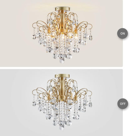 Gold Crystal Flush Mount Chandelier