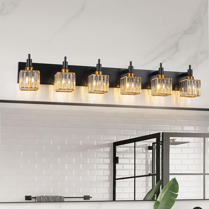 Gold Modern 3-Light Crystal Bathroom Vanity Light