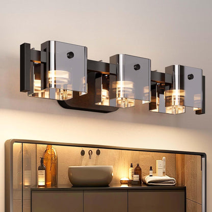 3-Light Modern LED Bathroom Vanity Light, Ash Gray