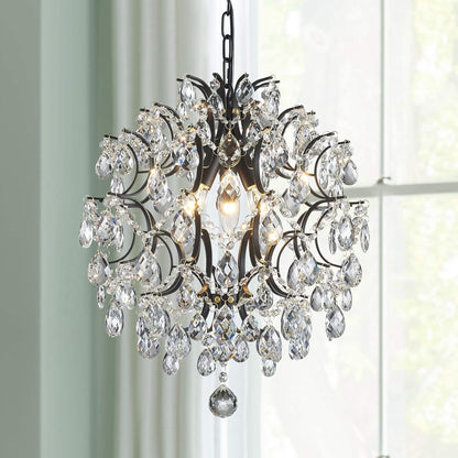 Gold Modern Pendant Chandelier Crystal Raindrop Lighting Ceiling Light Fixture Lamp for Dining Room Bathroom Bedroom Livingroom Entryway 1 E26 Bulbs Required D13 in X H16 In