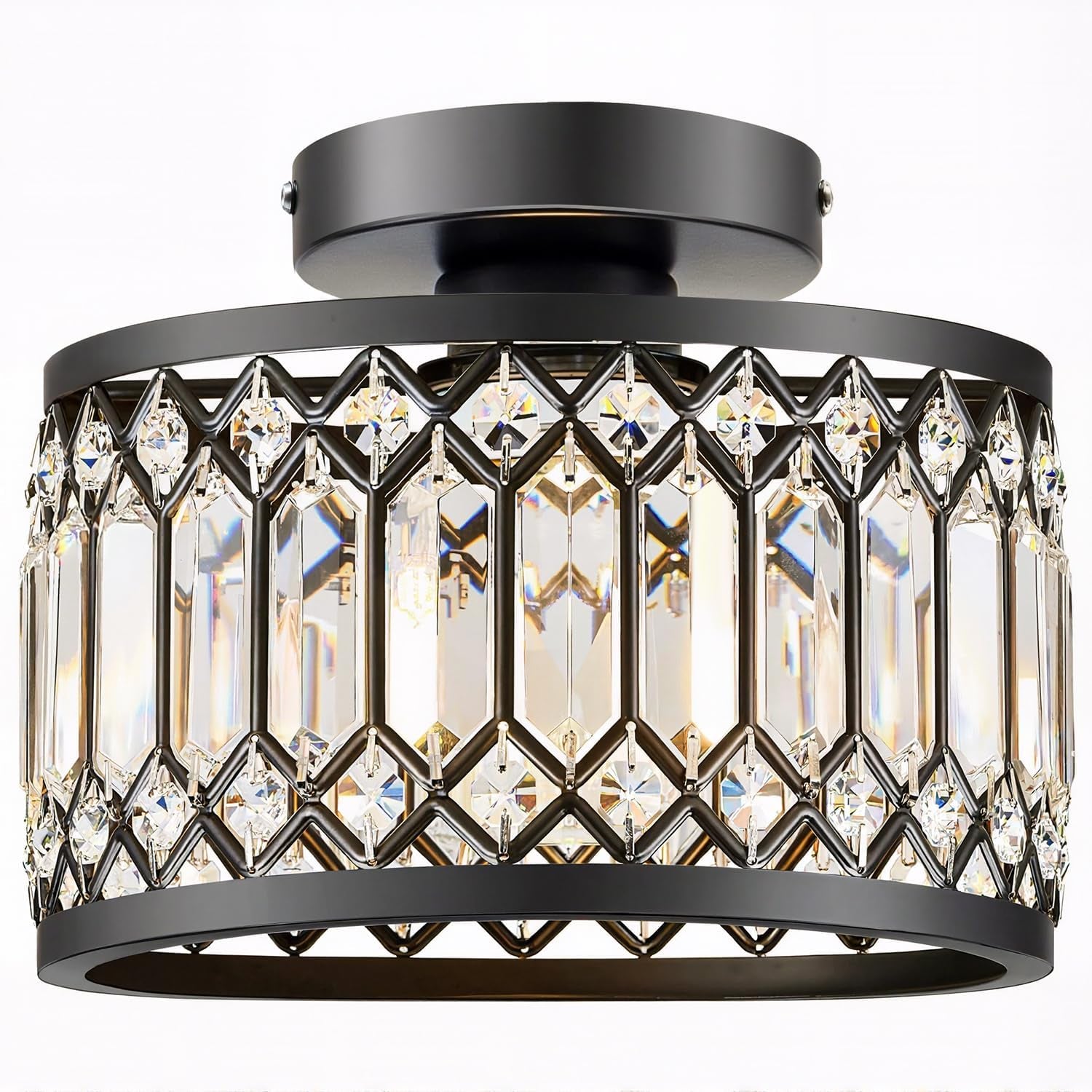9" Crystal Semi Flush Mount Ceiling Light