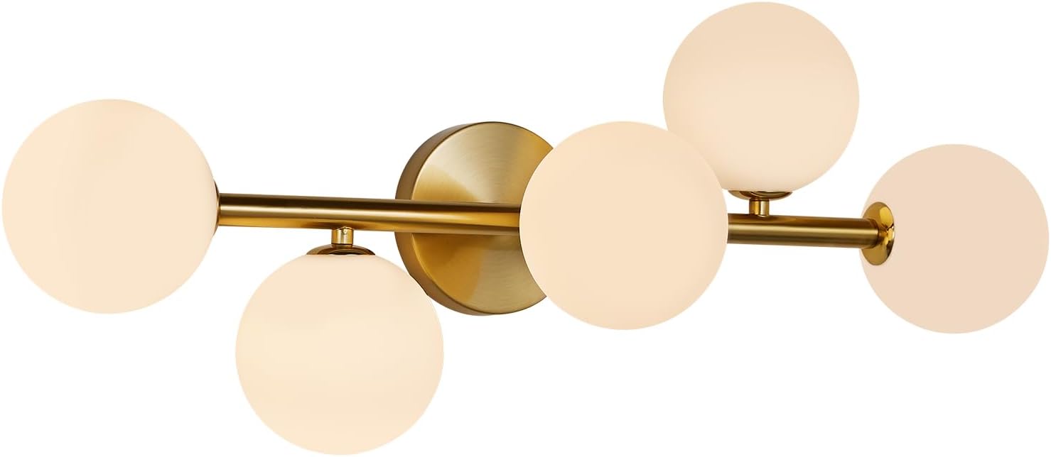 5-Light Gold Bathroom Vanity Light Fixture