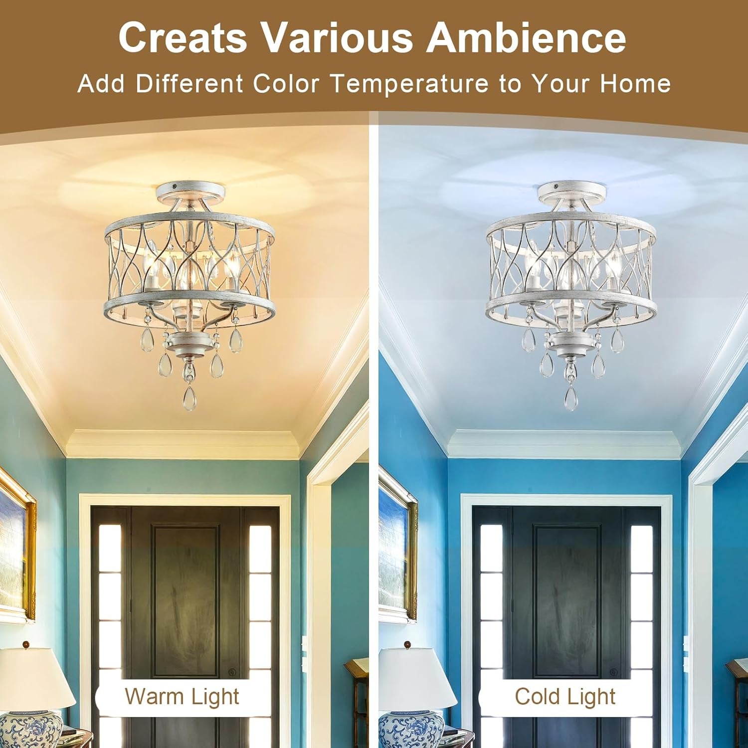 Farmhouse Rustic Crystal Ceiling Light