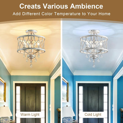 Farmhouse Rustic Crystal Ceiling Light