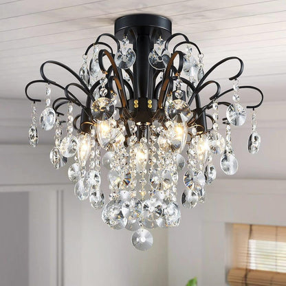 Gold Crystal Flush Mount Chandelier