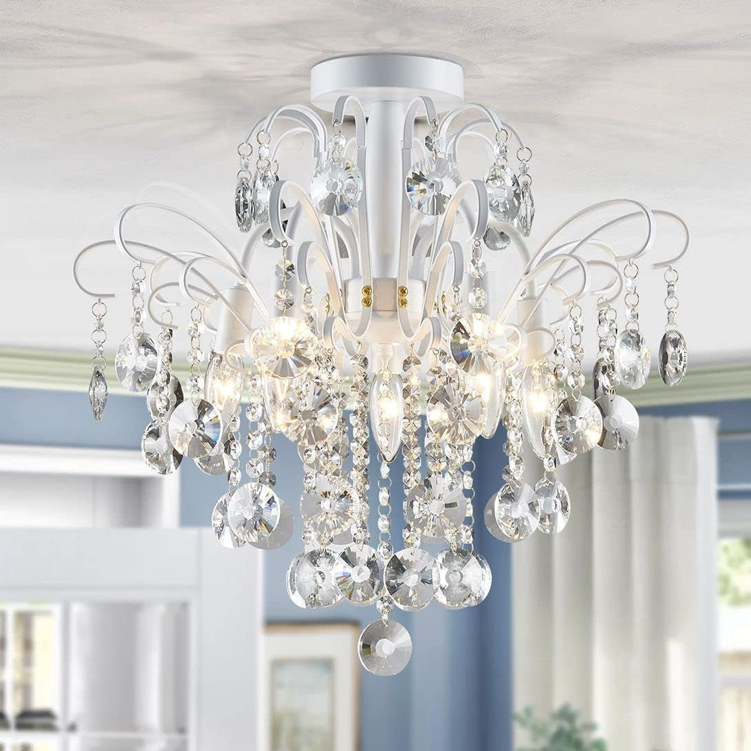 Gold Crystal Flush Mount Chandelier