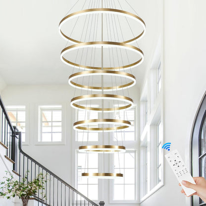 9-Ring Modern LED Dimmable Foyer Chandelier