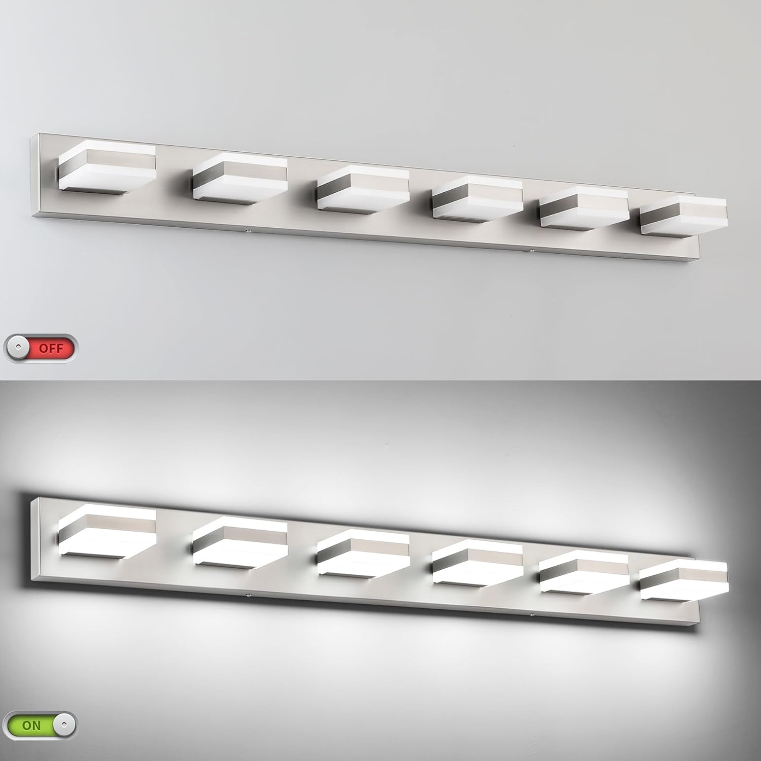 6-Light Brushed Nickel LED Bathroom Vanity Light