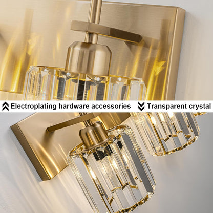 Gold Modern 3-Light Crystal Bathroom Vanity Light