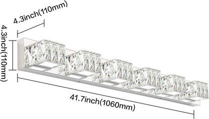 6-Light LED Chrome Crystal Bathroom Vanity Light
