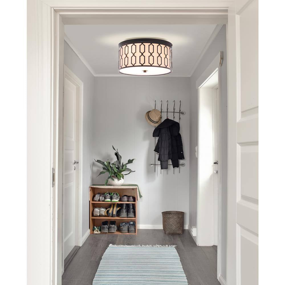 Link 3-Light Oil Rubbed Bronze 16.75 In. Metal Flush Mount