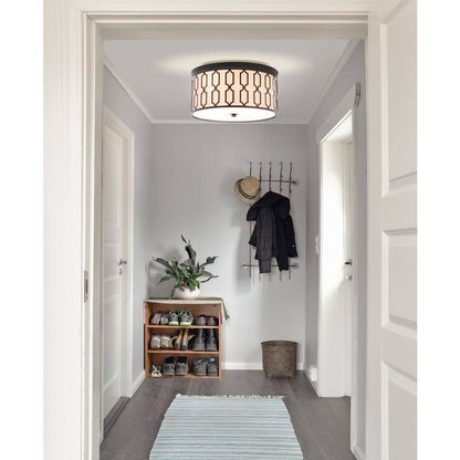 Link 3-Light Oil Rubbed Bronze 16.75 In. Metal Flush Mount