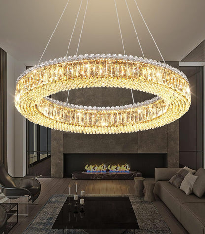 Modern Gold Crystal Ring LED Chandelier